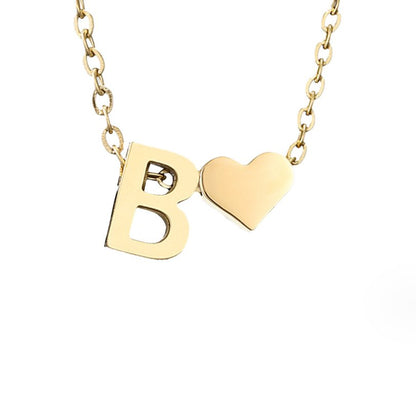 Heart and Initial Charm Gold-Tone Necklace