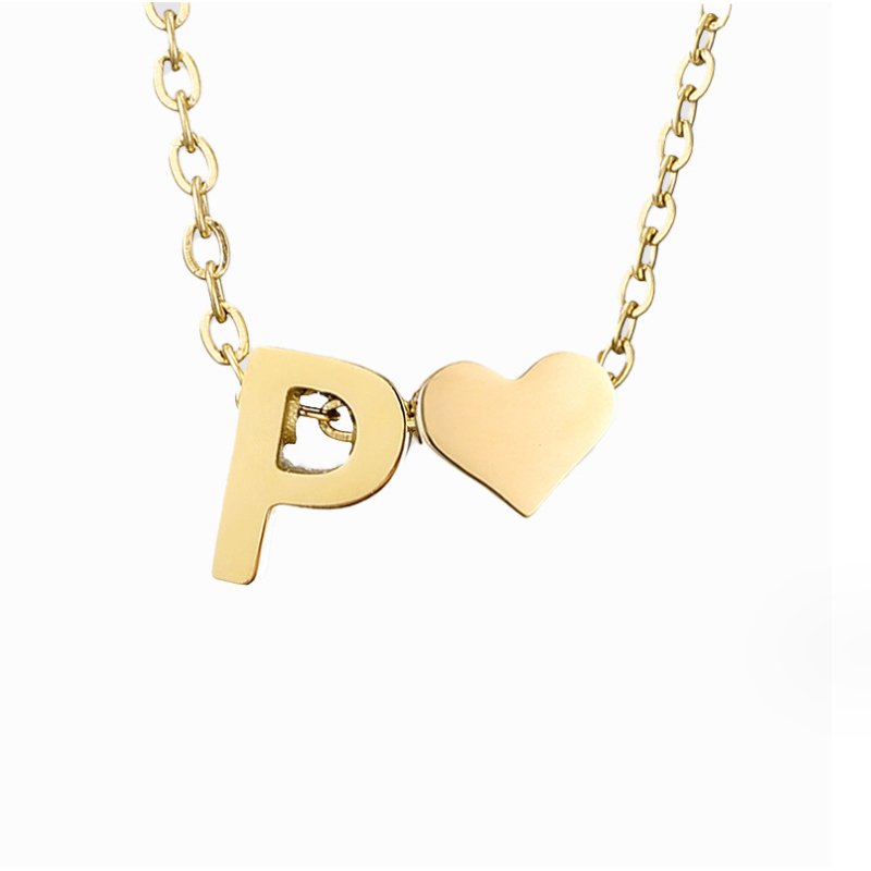 Heart and Initial Charm Gold-Tone Necklace