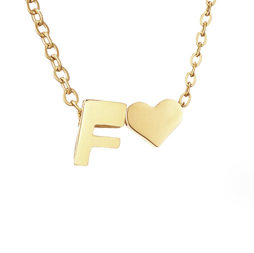 Heart and Initial Charm Gold-Tone Necklace