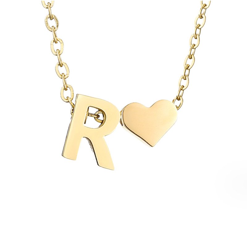 Heart and Initial Charm Gold-Tone Necklace