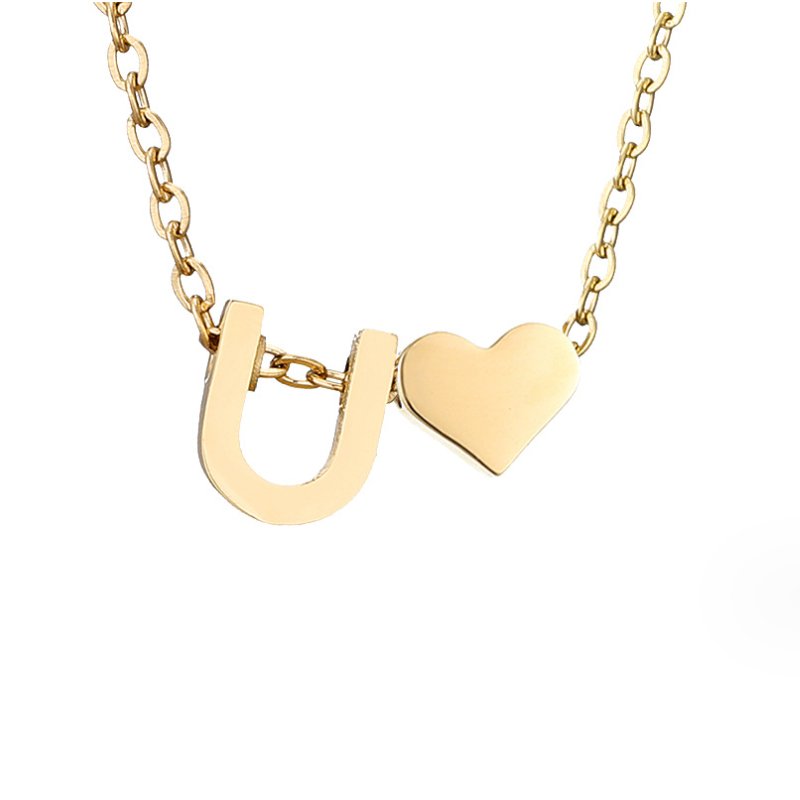 Heart and Initial Charm Gold-Tone Necklace