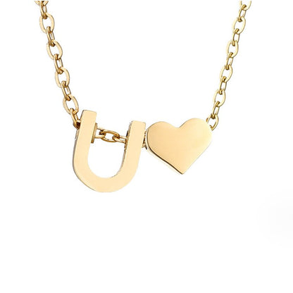 Heart and Initial Charm Gold-Tone Necklace