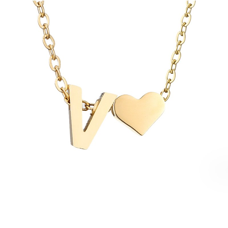 Heart and Initial Charm Gold-Tone Necklace