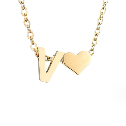 Heart and Initial Charm Gold-Tone Necklace
