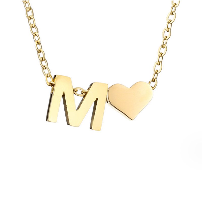Heart and Initial Charm Gold-Tone Necklace