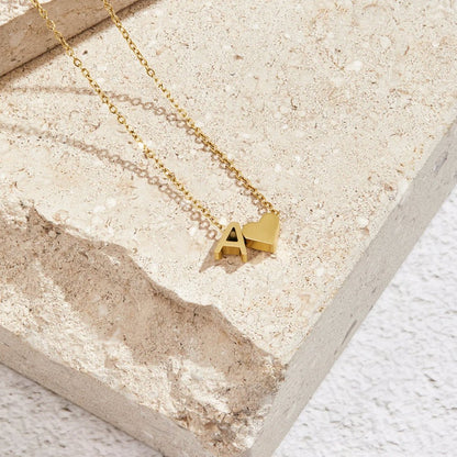 Heart and Initial Charm Gold-Tone Necklace
