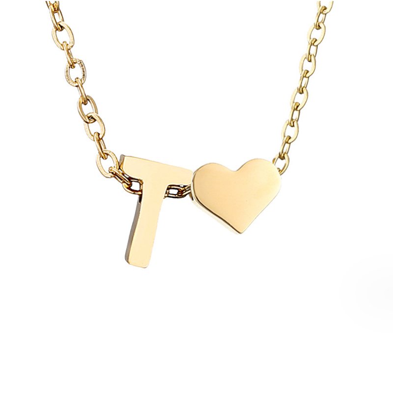 Heart and Initial Charm Gold-Tone Necklace