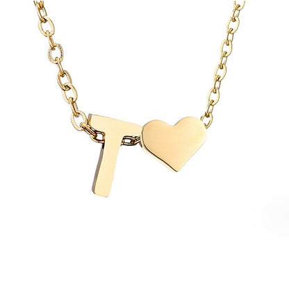 Heart and Initial Charm Gold-Tone Necklace