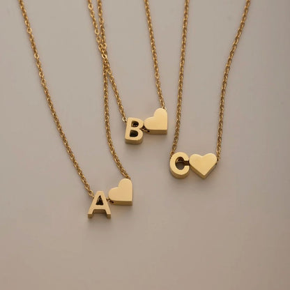 Heart and Initial Charm Gold-Tone Necklace