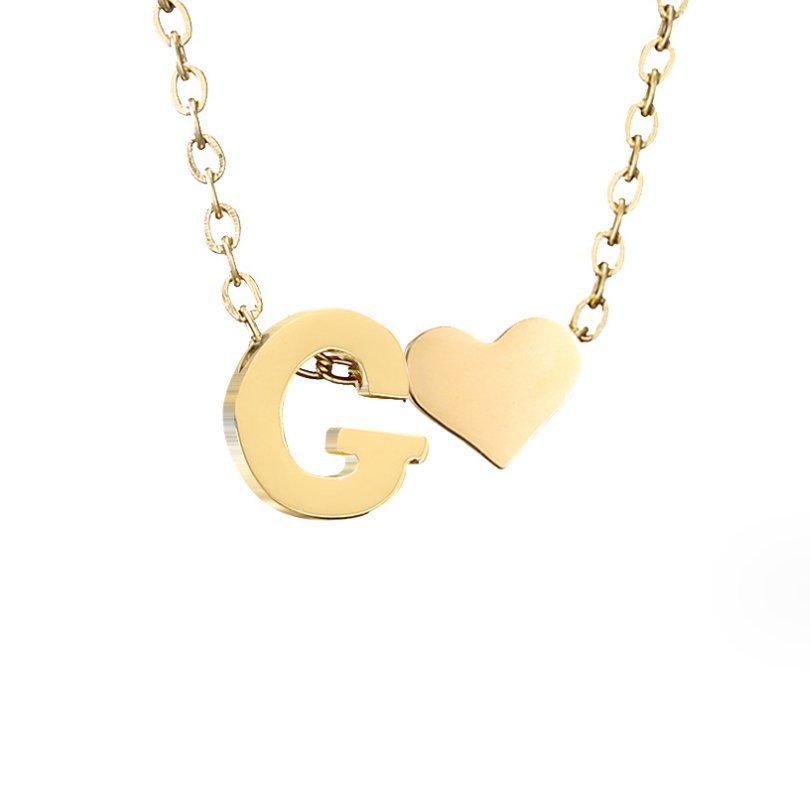 Heart and Initial Charm Gold-Tone Necklace