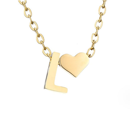 Heart and Initial Charm Gold-Tone Necklace