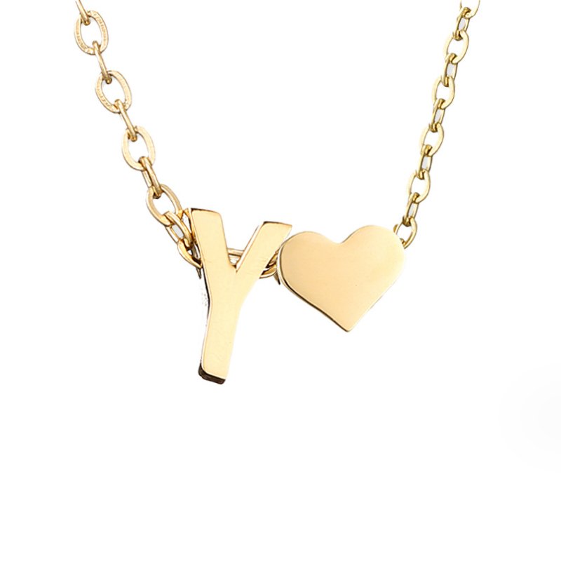 Heart and Initial Charm Gold-Tone Necklace