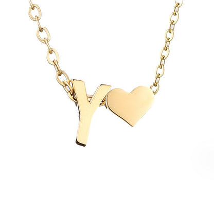 Heart and Initial Charm Gold-Tone Necklace