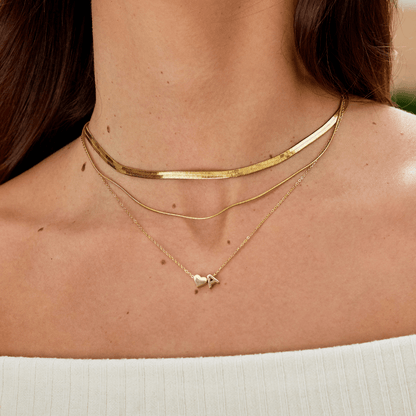 Heart and Initial Charm Gold-Tone Necklace