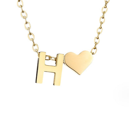 Heart and Initial Charm Gold-Tone Necklace
