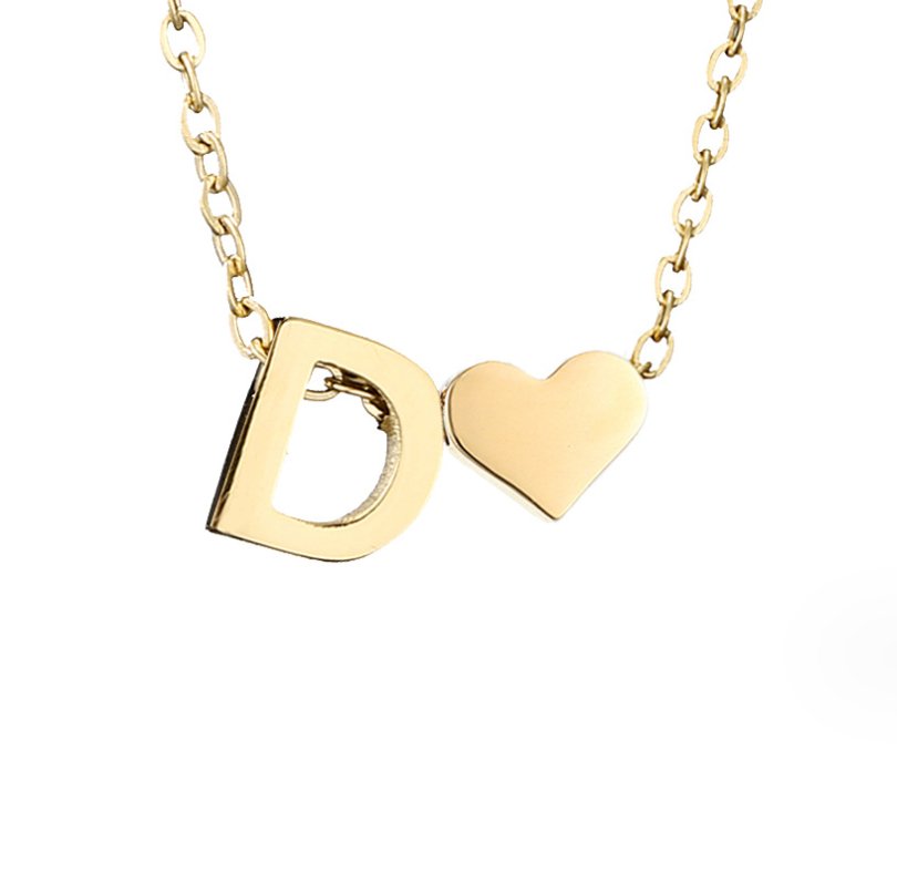 Heart and Initial Charm Gold-Tone Necklace