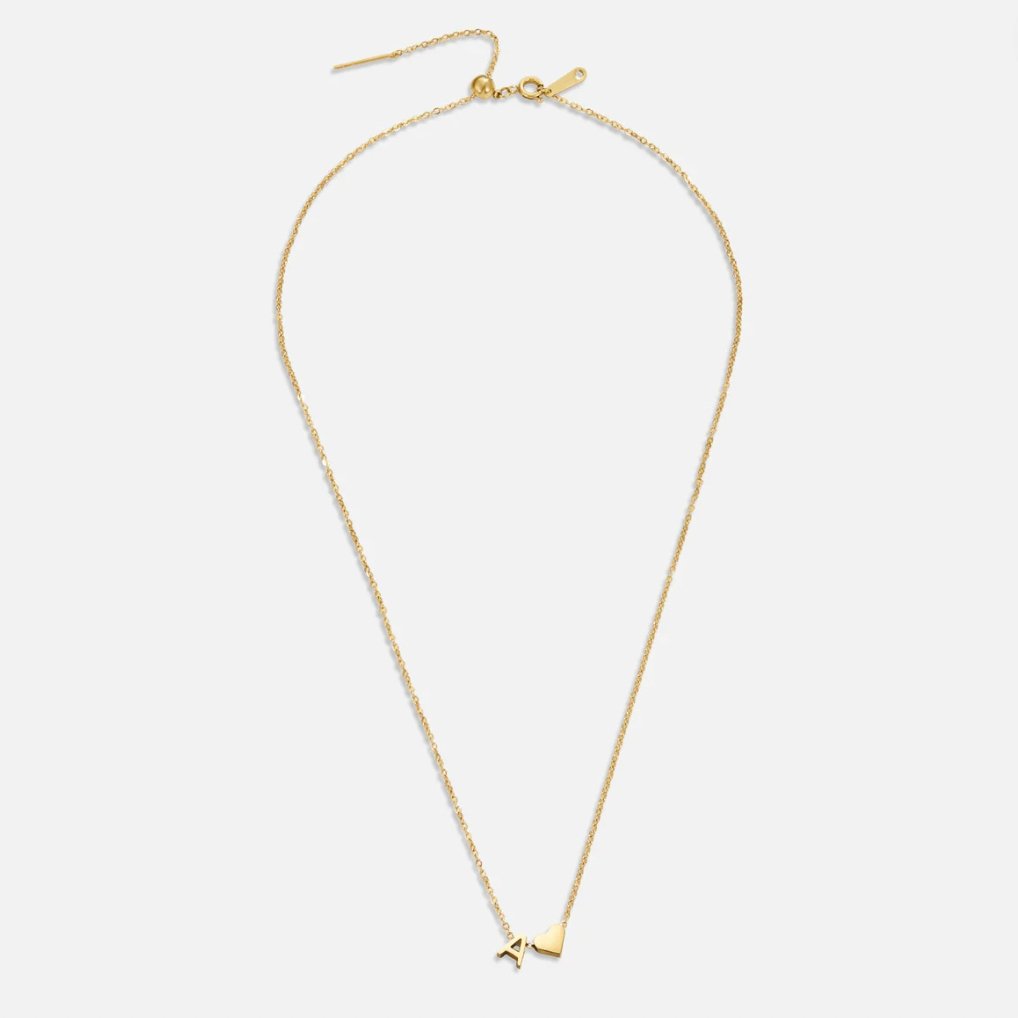 Heart and Initial Charm Gold-Tone Necklace
