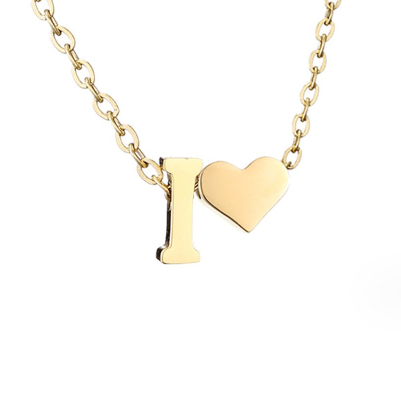 Heart and Initial Charm Gold-Tone Necklace