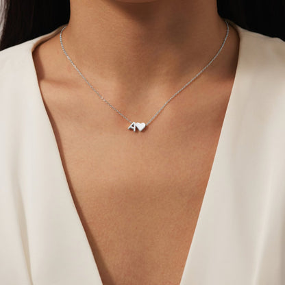 Silver-Tone Initial and Heart Charm Necklace