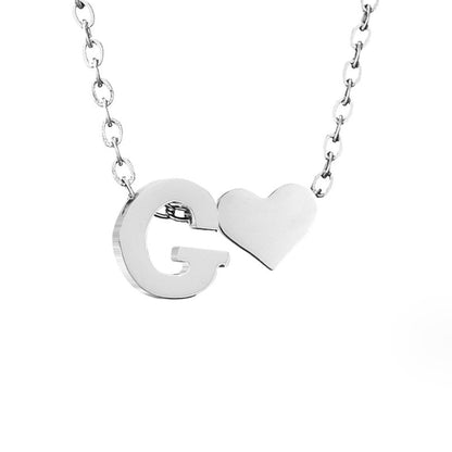 Silver-Tone Initial and Heart Charm Necklace