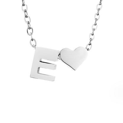 Silver-Tone Initial and Heart Charm Necklace