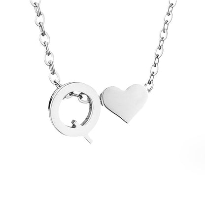 Silver-Tone Initial and Heart Charm Necklace