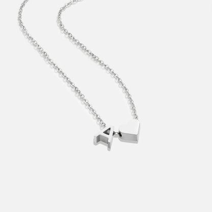 Silver-Tone Initial and Heart Charm Necklace
