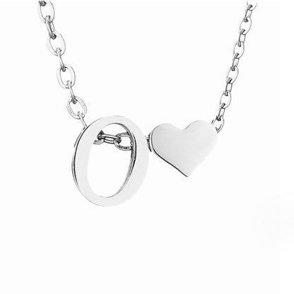 Silver-Tone Initial and Heart Charm Necklace