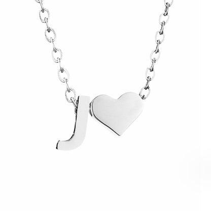 Silver-Tone Initial and Heart Charm Necklace