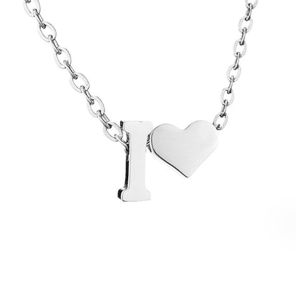 Silver-Tone Initial and Heart Charm Necklace