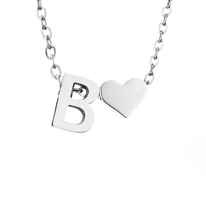 Silver-Tone Initial and Heart Charm Necklace