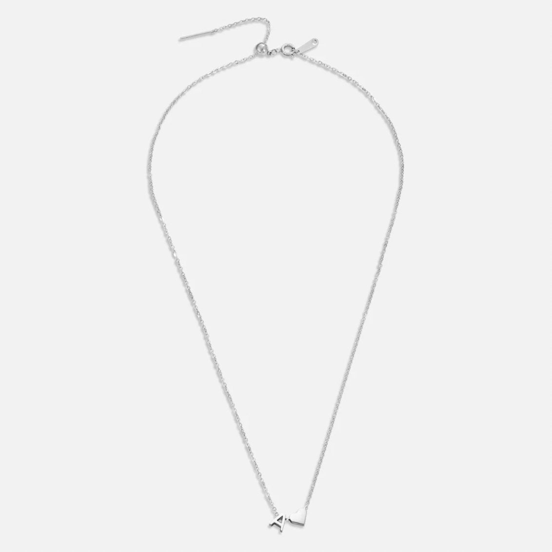 Silver-Tone Initial and Heart Charm Necklace