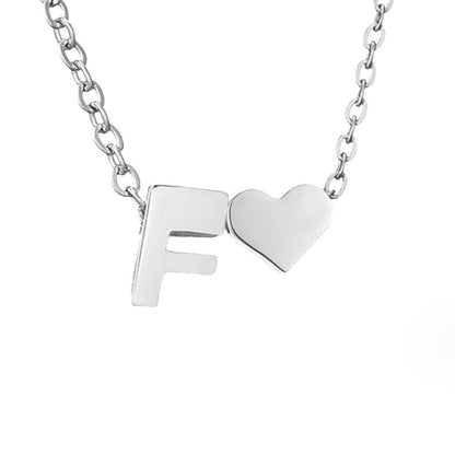 Silver-Tone Initial and Heart Charm Necklace