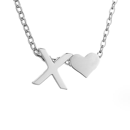 Silver-Tone Initial and Heart Charm Necklace