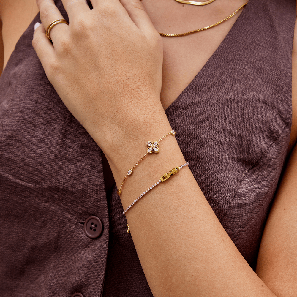 Lucky Clover Crystal Chain Bracelet