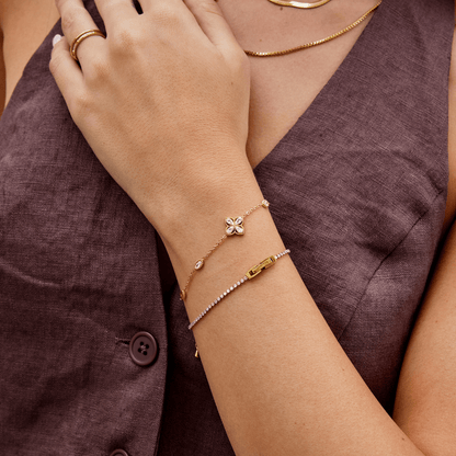 Lucky Clover Crystal Chain Bracelet
