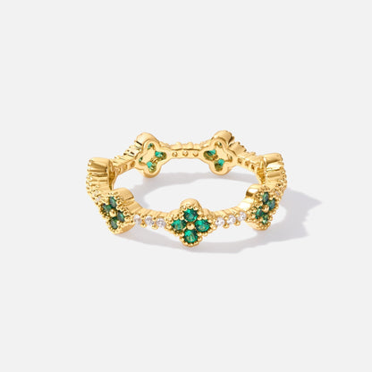 Little Lucky Clover Crystal Fine Band Ring