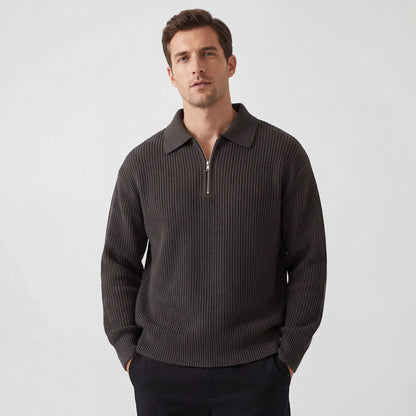 Men's Zip Through Knitted Jumper – Loose Relaxed Fit