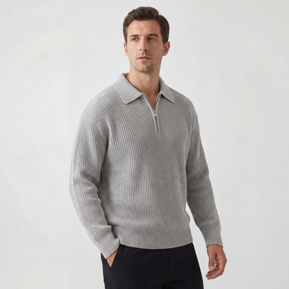 Men's Zip Through Knitted Jumper – Loose Relaxed Fit