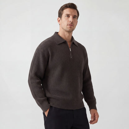 Men's Zip Through Knitted Jumper – Loose Relaxed Fit