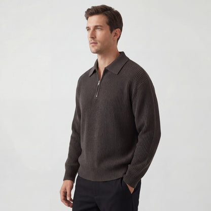 Men's Zip Through Knitted Jumper – Loose Relaxed Fit