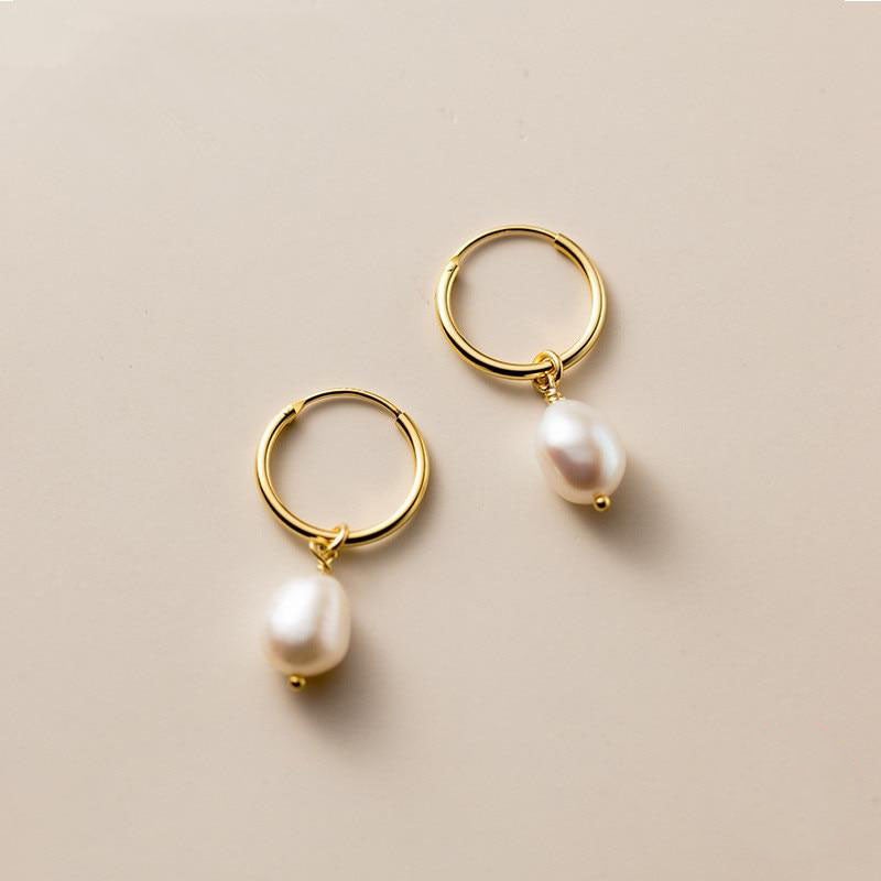 Bella Hoop Earrings with Freshwater Pearl