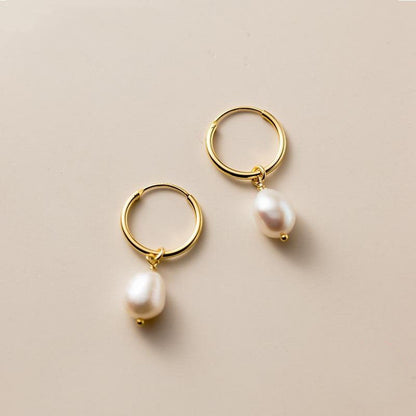 Bella Hoop Earrings with Freshwater Pearl