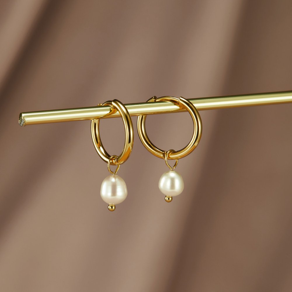 Bella Hoop Earrings with Freshwater Pearl