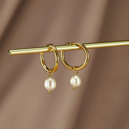 Bella Hoop Earrings with Freshwater Pearl