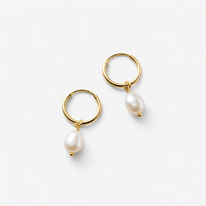 Bella Hoop Earrings with Freshwater Pearl