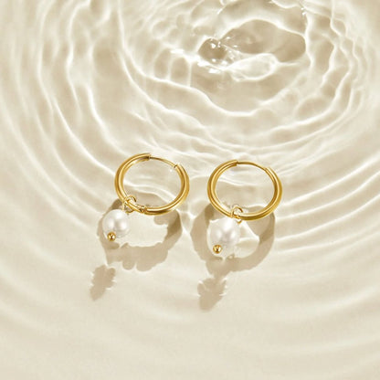 Bella Hoop Earrings with Freshwater Pearl