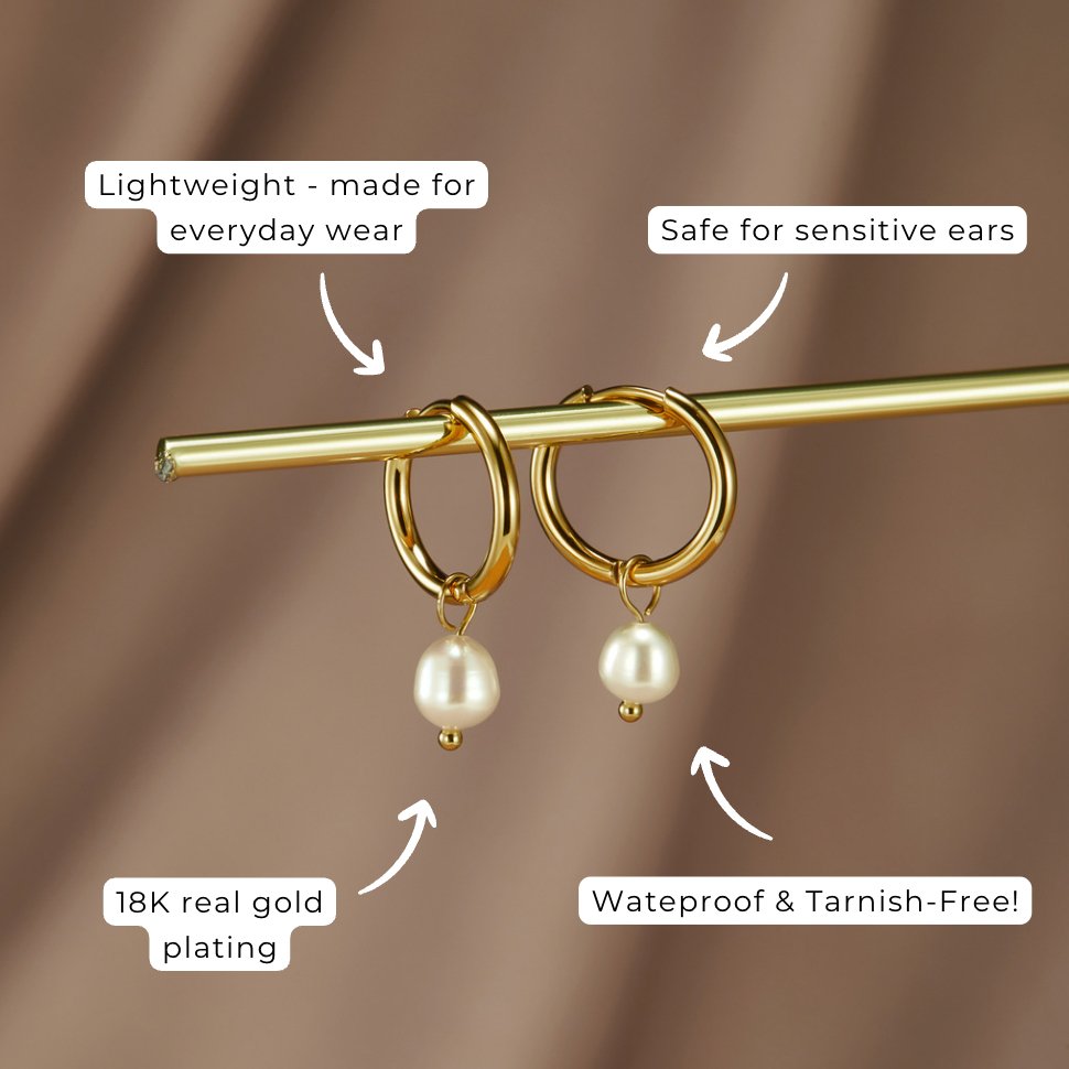 Bella Hoop Earrings with Freshwater Pearl