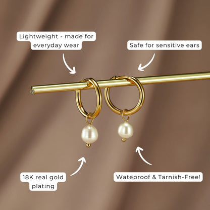 Bella Hoop Earrings with Freshwater Pearl
