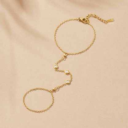 Freya Draped Crystal Wrist and Finger Bracelet
